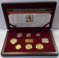 (2008, 8 монет + жетон) Набор монет Мальта 2008 год "Герб Центрального банка Мальты"  Коробка