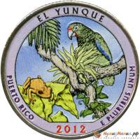 011s Монета США 2012 год 25 центов Эль-Юнке  Вариант №1 Медь-Никель  COLOR. Цветная