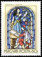 (1972-088) Марка Венгрия "Пишущий ученик"    Витражи III O