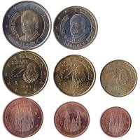 (1999-2017, 8 монет) Набор монет Евро Испания Смесь годов год   UNC