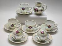 Кофейный сервиз ГДР Германия 1970-е фарфор перламутр 13 предметов 