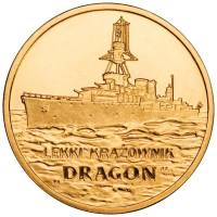 (240) Монета Польша 2012 год 2 злотых "Лёгкий крейсер Дракон"  Латунь  UNC