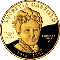(021w) Монета США 2011 год 10 долларов "Лукреция Гарфилд" 2011 год  PROOF