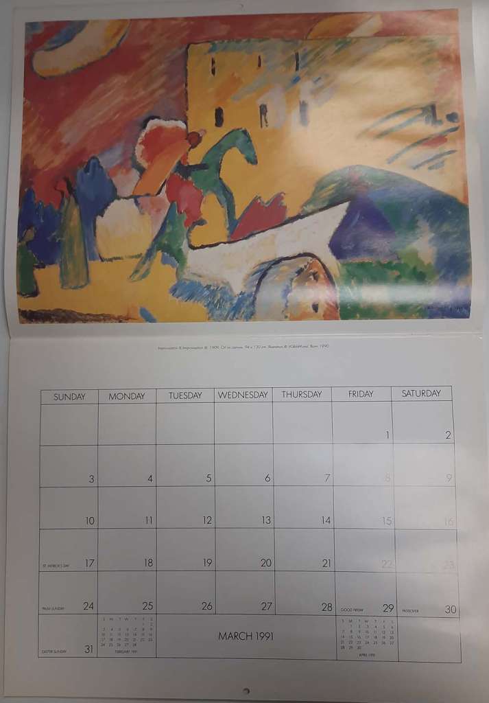 Книга &quot;Kandinsky&quot; Календарь 1991 New York 1990 Мягкая обл. 24 с. С цветными иллюстрациями