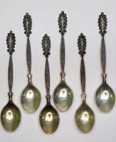 Ложки чайные кофейные 6 шт мельхиор серебрение СССР длина 12,5 см