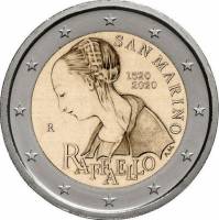 (023) Монета Сан-Марино 2019 год 2 евро "Рафаэль"  Биметалл  UNC