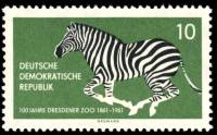 (1961-019) Марка Германия (ГДР) "Зебра"    Зоопарк, Дрезден II O