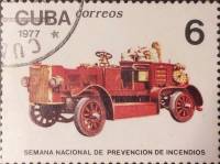 (1977-038) Марка Куба "Пожарный грузовик"    Неделя противопожарной безопасности III Θ