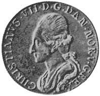 (№1775km628) Монета Дания 1775 год 32 Skilling