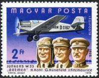 (1978-021) Марка Венгрия "Кюль, Хюнефельд, Фицморис"    75 лет моторного полета: летчики и самолеты 