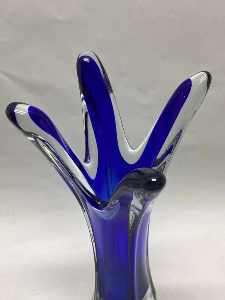 Ваза цветное стекло, гутная техника, СССР