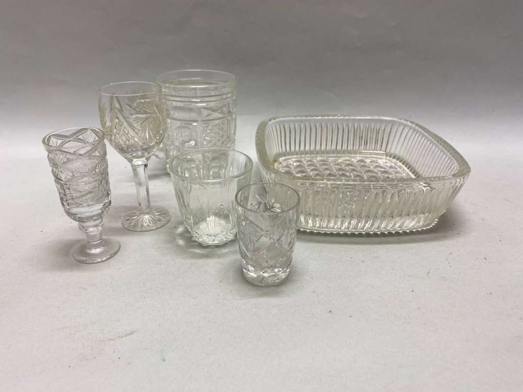 Салатник, чашка и рюмки, хрусталь