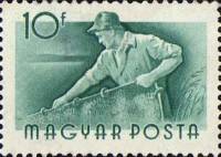 (1955-019) Марка Венгрия "Рыбак"    Профессии (Стандартный выпуск) II Θ