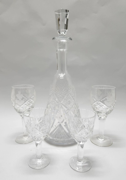 Графин + 4 рюмки хрусталь