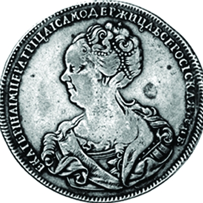 (1725, СПБ, Точка под хвостом, САМОДЕРЖИЦА ВСЕРОСIСКАЯ) Монета Россия 1725 год 1 рубль   Серебро Ag 