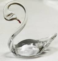 Стеклянная фигурка сувенир-подарок винтаж "Лебедь"