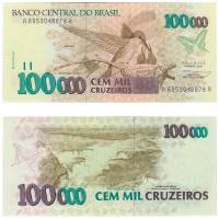 () Банкнота Бразилия 1992 год 100 000  ""   UNC