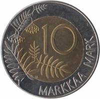 (1993) Монета Финляндия 1995 год 10 марок "Глухарь"  Биметалл  XF