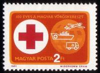 (1981-027) Марка Венгрия "Красный Крест"    100 лет Венгескому красному кресту II Θ