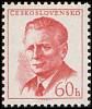 (1958-025b) Марка Чехословакия "А. Новотны (Сиренево-красная)" Перф греб 11¾:11¼    Президент Новотн