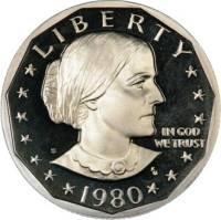 (1980s) Монета США 1980 год 1 доллар   Сьюзен Энтони Медь-Никель  PROOF