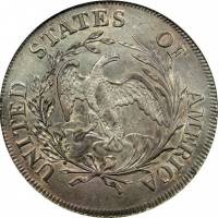 (1797, 13 звёзд) Монета США 1797 год 10 центов  1. Малый орёл Серебро Ag 892  UNC