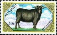 (1988-064) Марка Монголия "Черный козел"    Домашние животные: коза III Θ