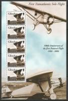 (№2003-1037) Лист марок Гибралтар 2003 год "Чарльз Линдберг 40р МС", Гашеный