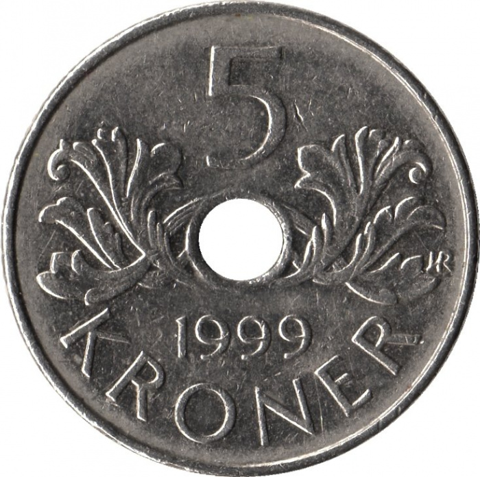 () Монета Норвегия 1998 год 5 крон &quot;&quot;  Медь-Никель  UNC