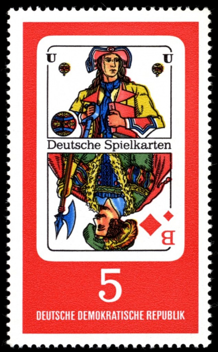(1967-054) Марка Германия (ГДР) &quot;Валет бубей&quot;    Игральные карты III Θ