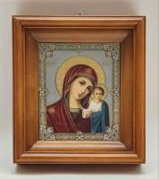 Икона Божья матерь в раме со стеклом 19х16 см