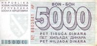 (№1992P-27a) Банкнота Босния и Герцеговина 1992 год "5,000 Dinara"