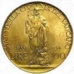 () Монета Ватикан 1929 год 100  ""   Биметалл (Платина - Золото)  UNC