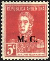 (№1925-289) Марка из набора Аргентина 1925 год "Joseacute Франциско ovpt де Martiacuten 17781850 ldq