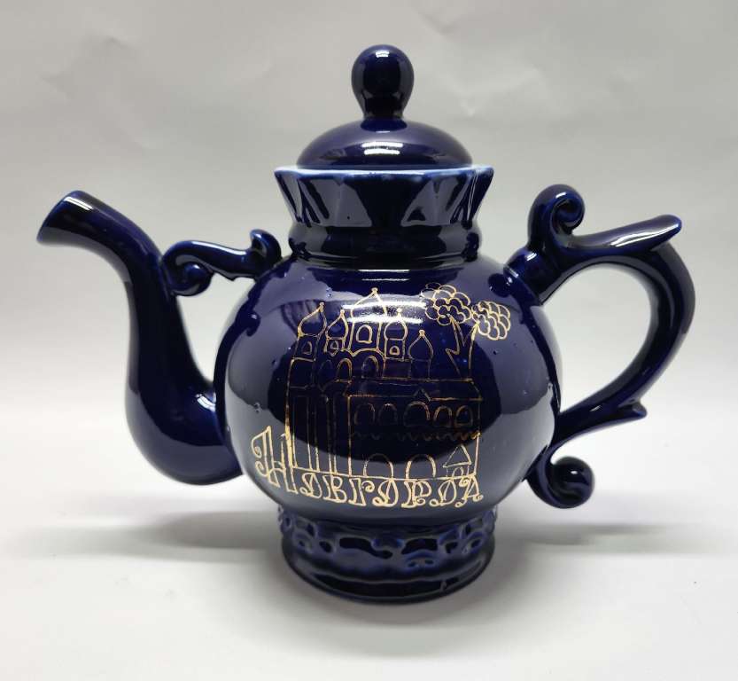 Чайник Кобальт позолота возрождение Новгород