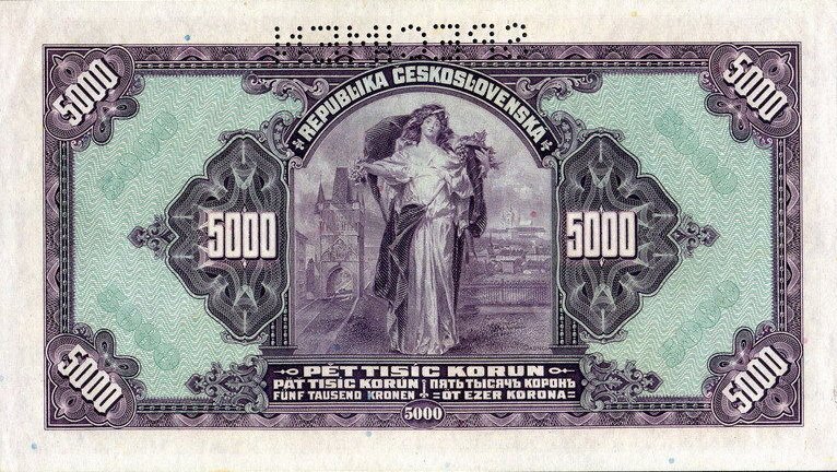 (№1943P-16s) Банкнота 1943 год &quot;5,000 Koruacute;n&quot;