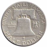 (1962) Монета США 1962 год 50 центов   Бенджамин Франклин Серебро Ag 900  XF