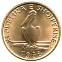 () Монета Албания 1996 год 1  ""   Алюминиево-Никелево-Бронзовый сплав (Al-Ni-Br)  AU