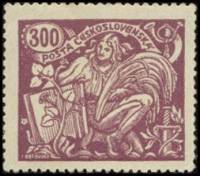 (1923-004) Марка Чехословакия "Аллегория (Фиолетово-коричневая)"    Сельское хозяйство и наука (Стан
