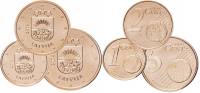 2014 3 монеты 1 2 3 евроцента Набор монет Евро Латвия 2014 год Герб     UNC