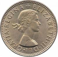 (1954) Монета Великобритания 1954 год 1 шиллинг "Елизавета II"  Английский герб Медь-Никель  UNC