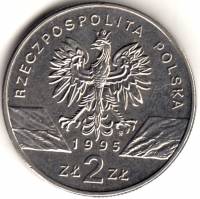 (002) Монета Польша 1995 год 2 злотых "Сом "  Медь-Никель  UNC
