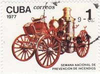 (1977-036) Марка Куба "Паровая машина (1894)"    Неделя противопожарной безопасности I Θ