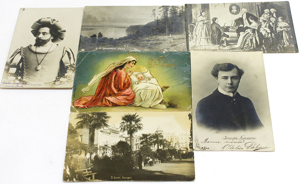 Набор открытых писем начала XX века, заполненные с марками. 6 штук Состояние и особенности на фото