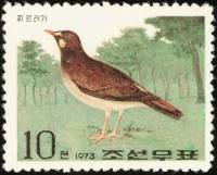 (1973-068) Марка Северная Корея "Серый скворец"   Певчие птицы III Θ