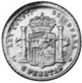 () Монета Испания 1890 год 5  ""   Биметалл (Платина - Золото)  UNC