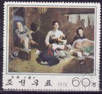 (1974-089) Марка Северная Корея "Семья"   Корейская живопись III Θ