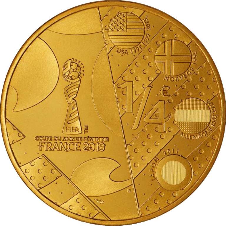 (2019) Монета Франция 2019 год 1/4 евро &quot;ЧМ по футболу среди женщин 2019, Вариант 1&quot;  Бронза  UNC