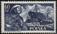 (1956-010) Марка Польша "Моряк"   Польский торговый флот III O