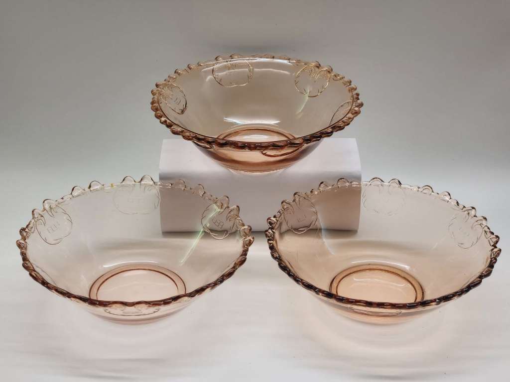 Салатники цветное карамельное cтекло СССР 3 штуки большие круглые глубокие одинаковые 22 х 7 см